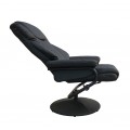Relaxačné kreslo Valeriana očalúnené eko kožou v čiernem vyhotovení s možnosťou polohovania a podnožkou v rovnakej farbe