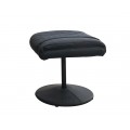 Relaxačné polohovateľné čalúnené kožené kreslo Valeriana v čiernom prevedení na okrúhlom podstavci s podnožkou 112cm