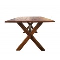 Jedálenský stôl Camile vyrobený z masívneho exotického teakového dreva v koloniálnom štýle s prekríženými nohami