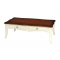 Luxusný biely konferenčný stolík z kvalitného mahagónového dreva a vrchnou doskou v čokoládovej hnedej farbe a bielou konštrukci
