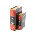 Štýlový set dekoratívnych kníh Bedári v tmavo modrom koženom obale s červeným chrbátikom