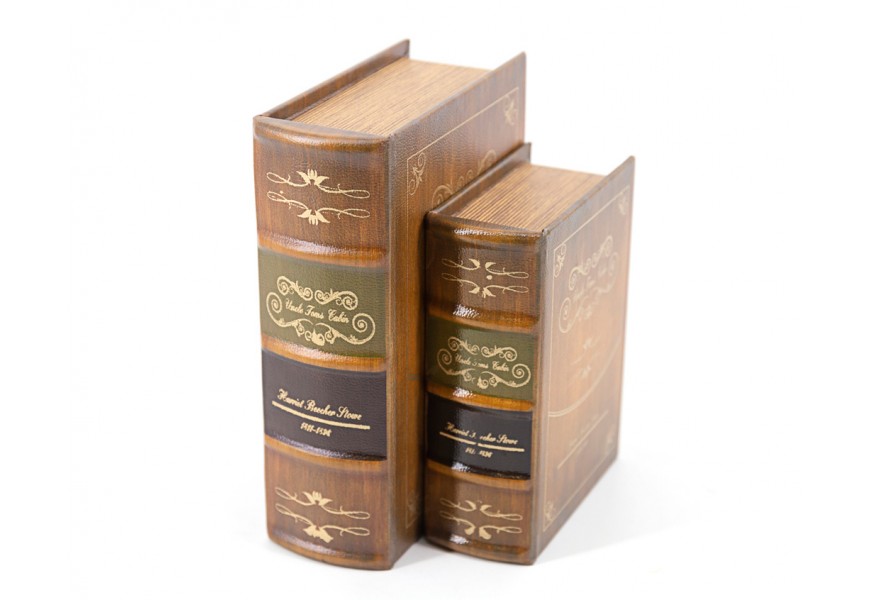 Set dekoratívnych kníh Kabína strýka Toma v béžovej farbe s obalom v koženom prevedení