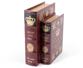 Rustikálny dekoratívny set kniha Láska k životu v bordovom prevedení s prepychovým dekoratívnym motívom 25cm