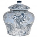 Porcelánová dekoratívna modrobiela nádoba Rongi s orientálnym vzorom kapra v štýle čínskej mytológie