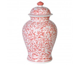 Orientálna porcelánova nádoba Coral v bielej farbe s červenou korálovou maľbou