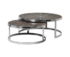 Dizajnový set dvoch kruhových drevených konferenčných stolíkov Furria s kovovou konštrukciou 100cm