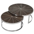 Dizajnový set dvoch kruhových drevených konferenčných stolíkov Furria s kovovou konštrukciou 100cm