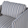 Moderné nízke kreslo Ford v bielom čalúnení s modrými vertikálnymi pruhmi 83cm 