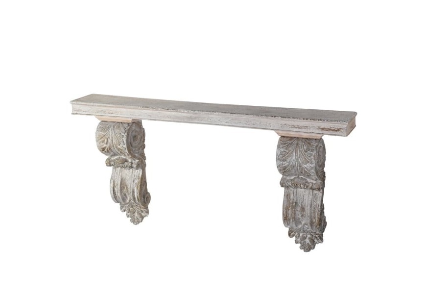 Štýlová vintage antická závesná konzola Angelo v sivých odtieňoch s ornamentálnou konštrukciou