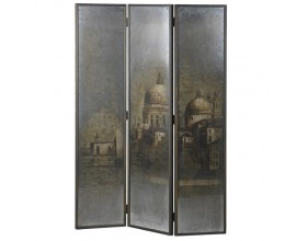 Vintage zástena do spálne Duomo so skleneným povrchom s urbánnym motívom v sépiových farbách 180cm