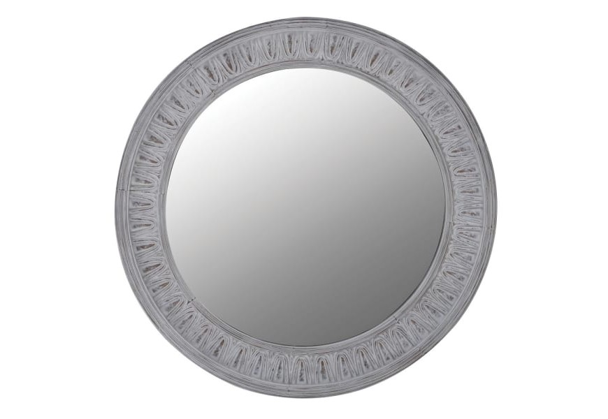 Vintage n&aacute;stenn&eacute; okr&uacute;hle zrkadlo Belime so siv&yacute;m zdoben&yacute;m r&aacute;mom 148cm