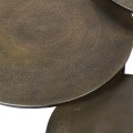 Industriálny set troch konferenčných stolíkov Black Iron z kovu s mosadznou povrchovou doskou okrúhleho tvaru 76cm