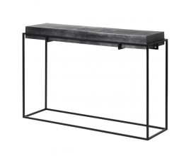 Industriálny kovový konzolový stolík Black Iron obdĺžnikového tvaru v čierno-sivom prevedení 125cm