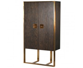 Art deco barová skrinka Luxuria z dreva hnedej farby so zlatou kovovou konštrukciou 190cm