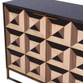 Art deco príborník Betlien z dreva a kovu s dizajnovými geometrickými vzormi v hnedom prevedení 202cm