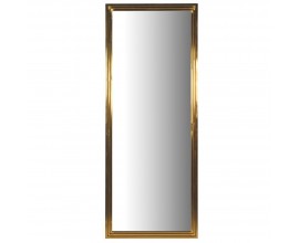 Art deco veľké šatníkové obdĺžnikové zrkadlo Cristal v ráme zlatej farby s vyrezávaným zdobením 220cm