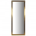 Luxusné vysoké nástenné zrkadlo Cristal v hrubom ráme zlatej farby v art-deco štýle so sklenenými policami