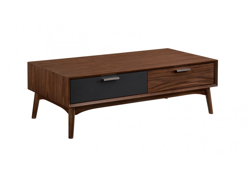 Dizajnový moderný konferenčný stolík Nordica Nogal v obdĺžnikovom tvare z dreva v orechovom prevedení