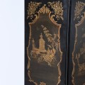 Orientálna čínska vintage zástena Chinia čiernej farby mangového dreva s ornamentálnou čínskou maľbou 180cm