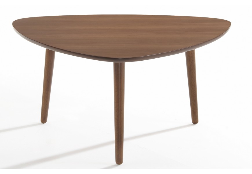 Dizajnový trojuholníkový konferenčný stolík Nordica Nogal hnedý v škandinávskom štýle z dreva v prevedení orech