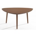 Dizajnový trojuholníkový konferenčný stolík Nordica Nogal hnedý v škandinávskom štýle z dreva v prevedení orech