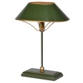Dizajnová stolná lampa Clarice v art-deco štýle zelenej farby so zlatým zdobením z kovu