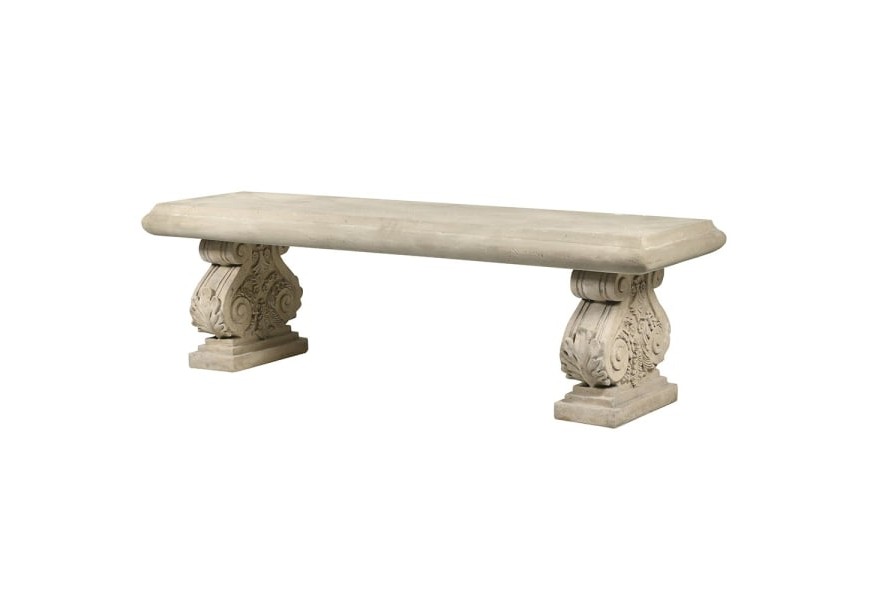 Vintage záhradná lavica Antic Rome z polyresinu s mramorovým efektom sivohnedej farby