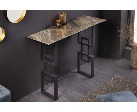 Luxusný konzolový stolík Ariana s vrchnou doskou s mramorovým dizajnom a podstavou v tvare štvorcov 100cm