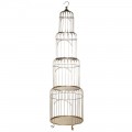 Ozdobná vtáčia klietka Birdy so štyrmi predelenými poschodiami v zlatom kovovom prevedení v štýle art deco 185cm