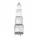 Štýlová vtáčia klietka Birdy II v art deco štýle v striebornom kovovom prevedení so štyrmi samostatnými poschodiami
