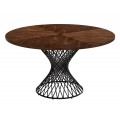 Škandinávsky okrúhly jedálenský stôl Nordica Nogal v orechovo hnedej farbe s čiernou kovovou podstavou 137cm