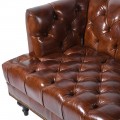 Luxusná vintage kožená sedačka Panama v teplej škoricovej farbe s opierkami na štyroch čiernych nožičkách vo vintage štýle