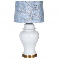 Luxusná porcelánová biela lampa Russo s modrým kvetovým vzorom na bledomodrom tienidle vo vintage prevedení