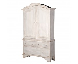 Provensálska luxusná skriňa Celene Rode z masívneho mahagónového ručne vyrezávaného dreva v off white farbe 232cm