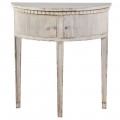Provensálsky biely konzolový stolík Celene Rode polkruhového tvaru na nožičkách v off white farbe s patinou a zásuvkami 78cm