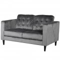 Moderná dvojpohovka Faux vo flanelovom zamatovom čalúnení sivej farby s prešívaním na poduškách