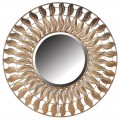 Luxusné kruhové nástenné zrkadlo Philippe v hrubom ráme s listami zlatej farby v orientálnom prevedení