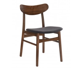Dizajnová jedálenská stolička Nordica Nogal so zaoblenou opierkou v hnedej farbe s čalúnením v tmavosivej farbe