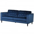Štýlová trojsedačka Faux vo zamatovom čalúnení indigo modrej farby s čiernymi masívnymi nožičkami