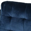 Moderná trojsedačka Faux v indigo modrom zamatovom čalúnení s prešívanými poduškami a masívnymi nožičkami