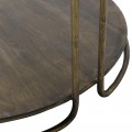Luxusný okrúhly konferenčný stolík Miline so sklenenou vrchnou doskou s kovovým rámom a podstavou vintage zlatej farby 40cm