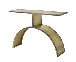 Vintage konzolový stolík Lobette so štýlovou železnou konštrukciou zlatej farby a nožičkami v tvare polkruhu 125cm