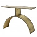 Luxusný konzolový stolík Lobette v zostarnutom prevedení so železnou konštrukciou v zlatej farbe a tvarovanými nožičkami
