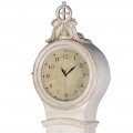 Provensálske stojace vysoké hodiny Celene Rode z masívu v off white farbe s vyrezávaným dekorom v štýle shabby chic 206cm