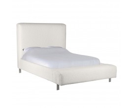 Manželská posteľ Dolly II vo modernom štýle s čalúnením z mäkkého buklé materiálu v krémovej bielej farbe 260cm