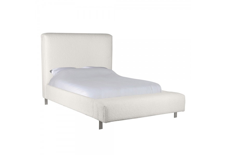 Manželská posteľ Dolly II vo modernom štýle s čalúnením z mäkkého buklé poťahu v krémovej bielej farbe 180cm