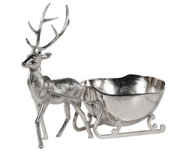 Dekoratívna štýlová kovová misa Silver Reindeer na chladenie vína v striebornom prevedení
