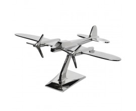 Dizajnová dekorácia Aeroplane Silver z kovu chrómovej striebornej farby 17cm