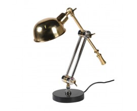 Industriálna dizajnová stolná lampa Goldspec z kovu zlatej a striebornej farby 45cm