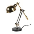 Dizajnová industriálna stolná lampa Goldspec z kovu v zlatých a strieborných odtieňoch